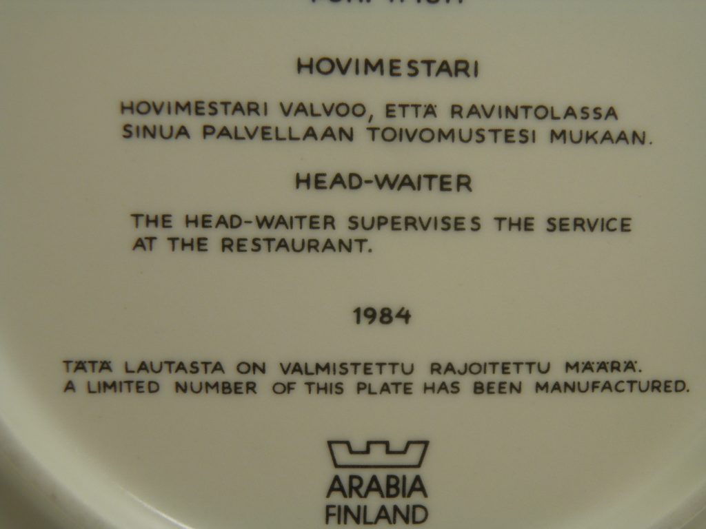 Hovimestari seinälautanen Arabia MYYTY - Image 4