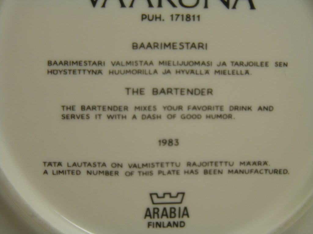 Baarimestari seinälautanen Uosikkinen Arabia MYYTY - Image 4