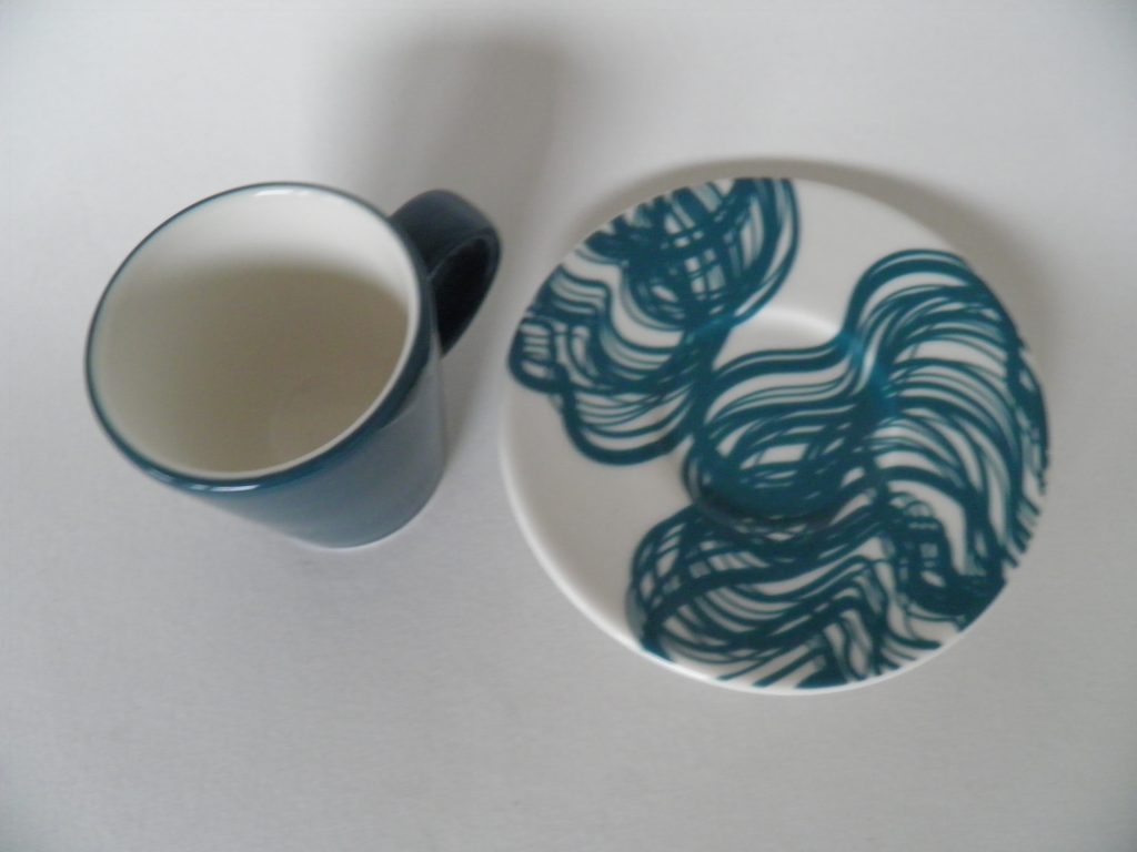 Espressokuppi ja aluslautanen turkoosi Iittala MYYTY - Image 2