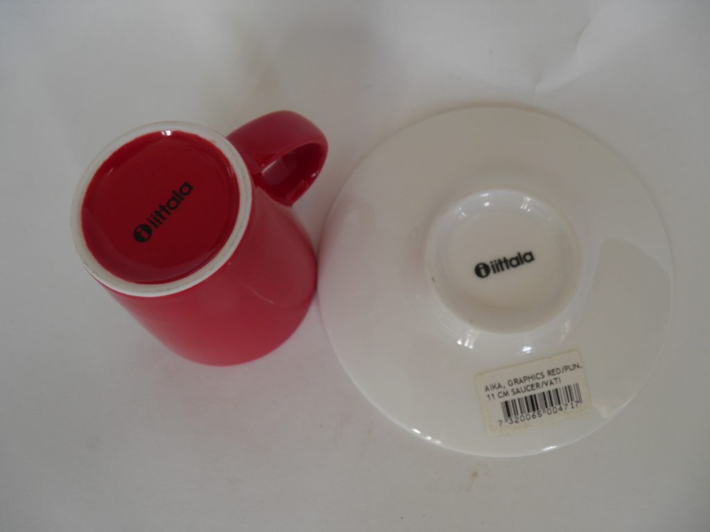 Espressokuppi ja lautanen punainen Iittala MYYTY - Image 3
