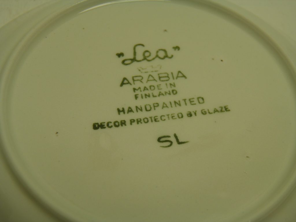 Lea kuppi ja aluslautanen Arabia MYYTY - Image 5