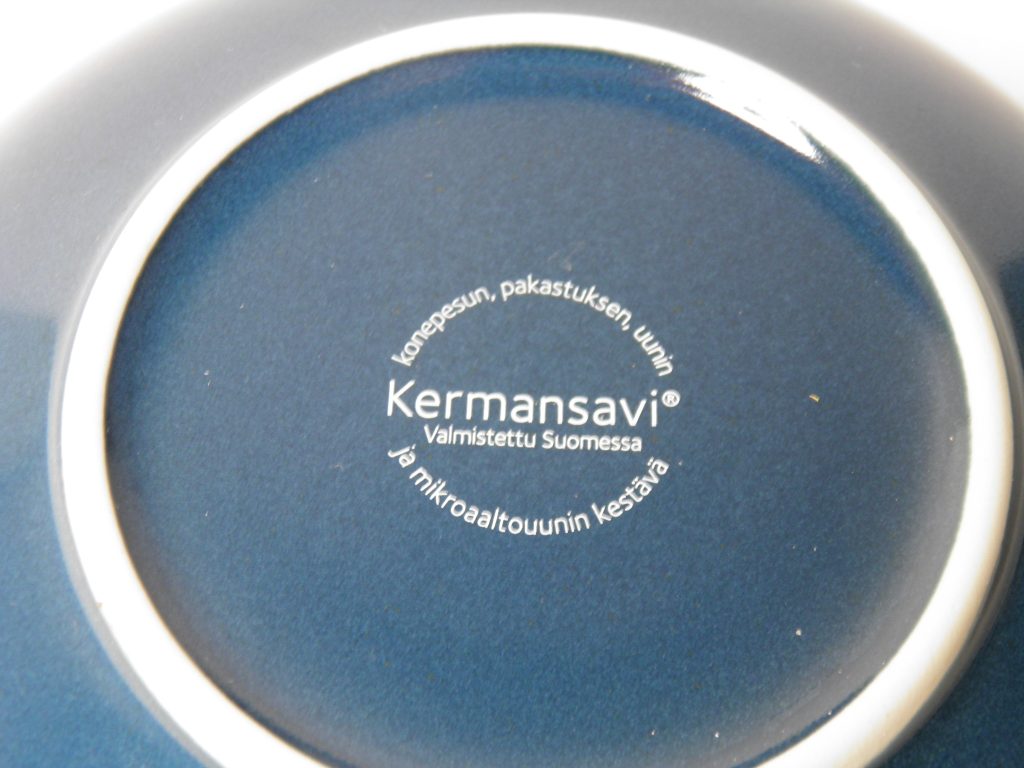 Oliivi -keittolautanen sininen Kermansavi MYYTY - Image 4
