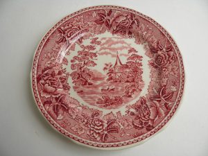 Maisema kakkulautanen 15 cm punainen MYYTY Retronomi verkkokauppa