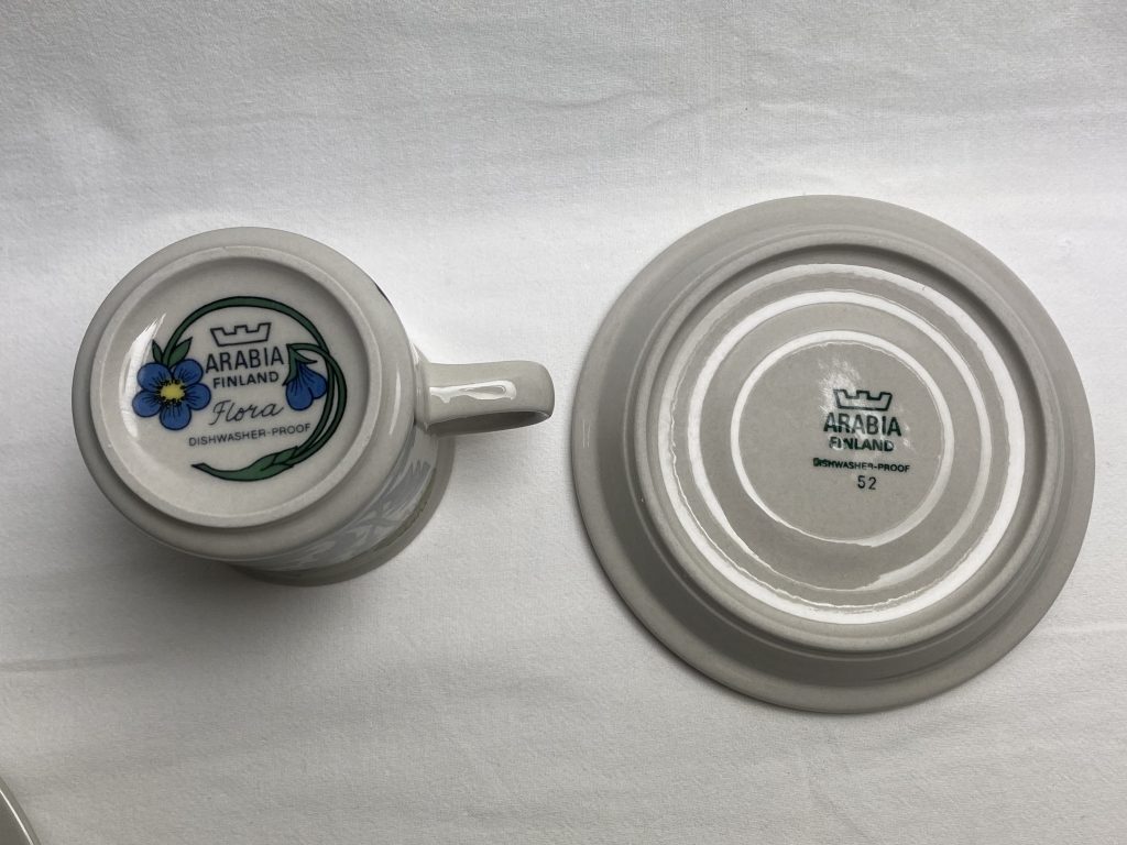 Flora kahvikuppi ja 2 lautasta Retronomi verkkokauppa