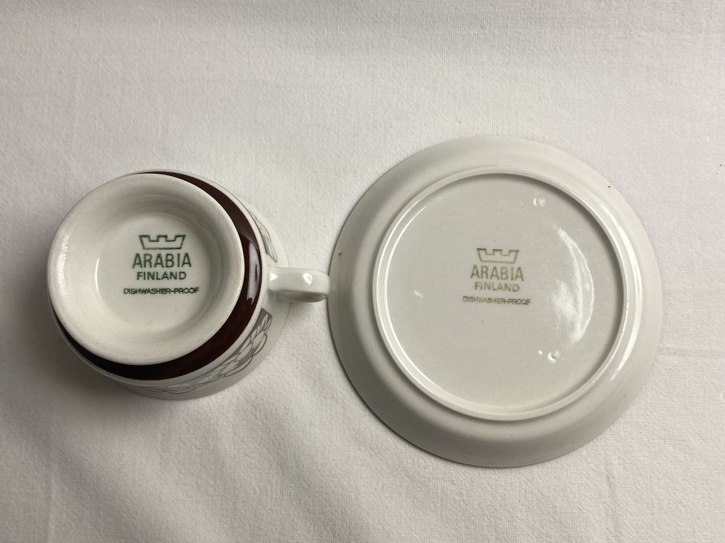 Katrilli mokkakuppi ja aluslautanen Arabia Retronomi verkkokauppa